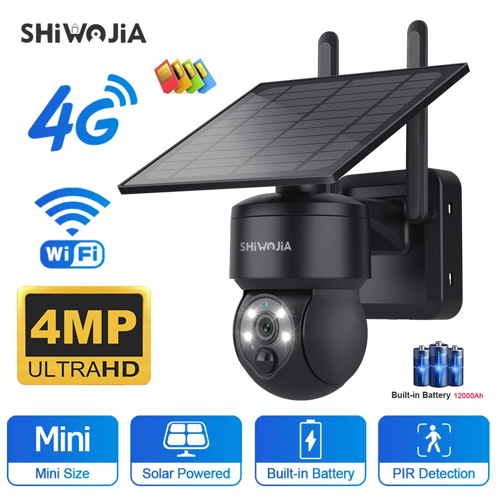 Garden Camera - SHIWOJIA WIFI Kablosuz PTZ Güneş Kamerası