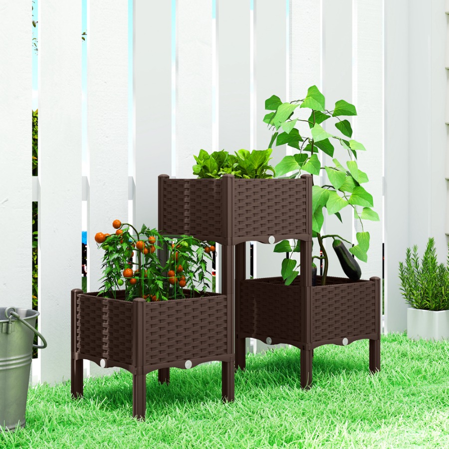 Self Watering Planter - Ayaklı, Yükseltilmiş Plastik Bahçe Yatağı, Drenaj